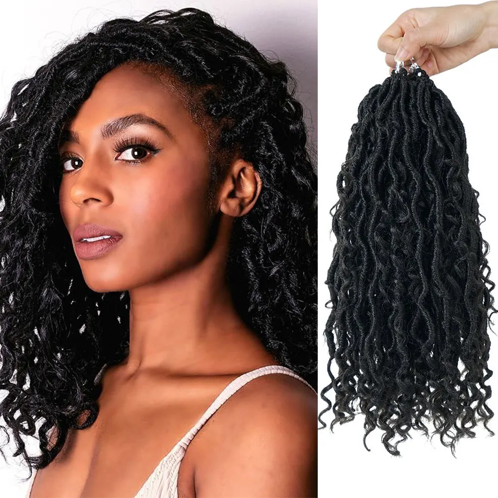 Goddess Faux Locs Curly Crochet Braids Women Locs hair 24 Stands/Pack Synthetic Braiding Hair Extension