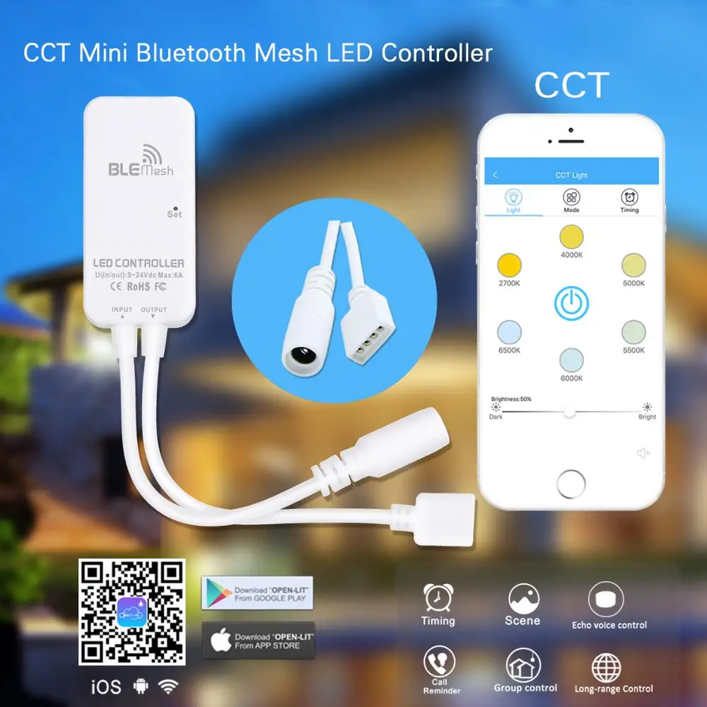 DC24V Bluetooth  Mini APP FCOB CCT LED Light Strip Kit Warm White with White Dimmable High Density Flexible COB RA90 Led Lights