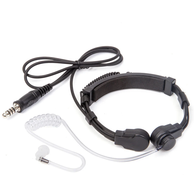 Tactical Throat Mic Earpiece Headset Microphone NATO Plug for Kenwood Baofeng 5R