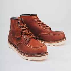 Neue 2021 Frühling Vintage Flügel Männer Casual Plattform Schuhe Handgemachte Goodyear-Rahmengenäht Kuh Leder Kleid Ankle Stiefel Motorrad Stiefel