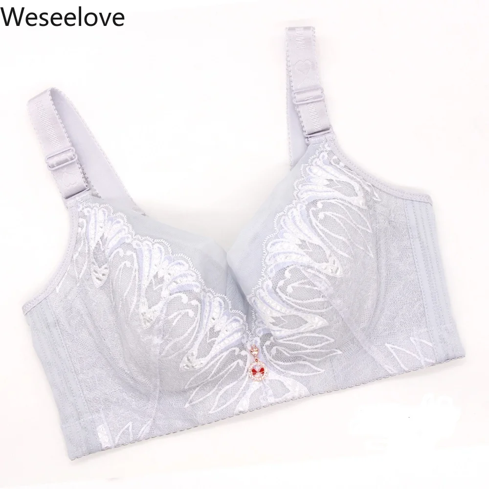 

Weseelove Women's Bra Sexy Large Cup Bra Without Underwire Lace Bralette Sexy Gather Adjustable and Comfortable Woman Bras X03-4