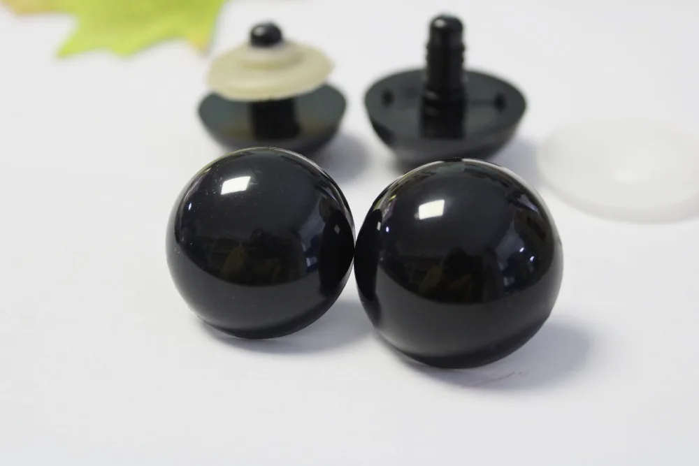 100 Stück/Los NEU 14mm/16mm/18mm/28mm/30mm/40mm/50mm Hochwertige Helle Vollschwarze Runde Spielzeugaugen – Detail 3
