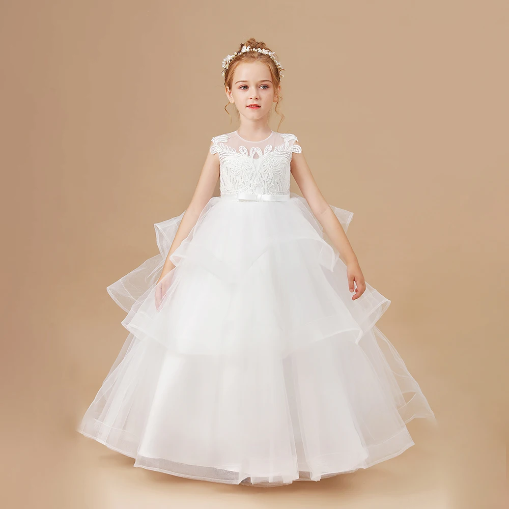 Appliques Flower Girl Dress Wedding Festivity Celebrations Pageant Ceremony Birthday Evening Party Prom Ball-Gown Banquet Event