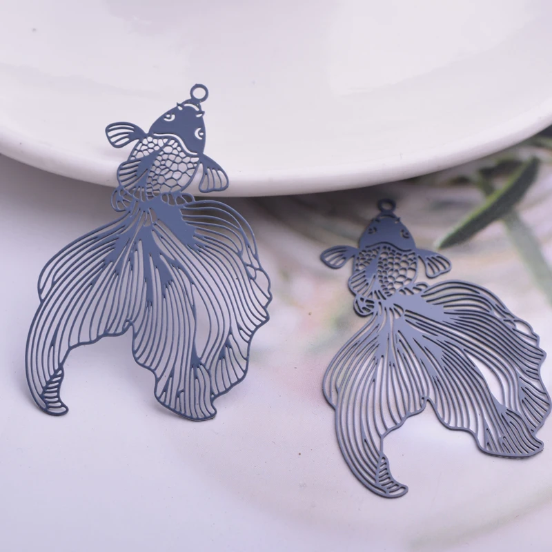 30 Stück AB5587 32*49mm Silberfarbe und Roségold Goldfisch Charms – Detail 9