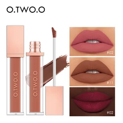 O.TWO.O 12 Colors Liquid Lip Gloss Tint Velvet Matte Lipstick Waterproof Long Lasting Nonstick Cup Makeup Cosmetics For Women