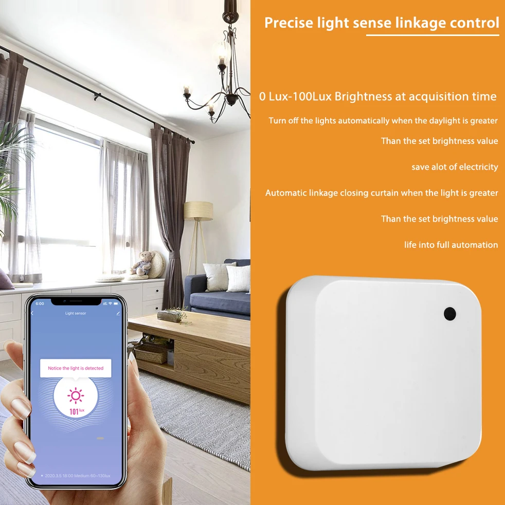 Tuya Home 180 ° WIFI illumination Sensor Smart Brightness Life alimentato da batterie