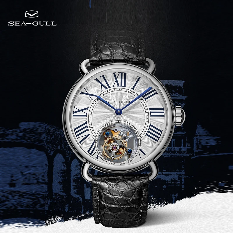 Orologio meccanico manuale da uomo di fascia alta con tourbillon Seagull, semplice orologio da uomo a due aghi, orologio meccanico da coppia