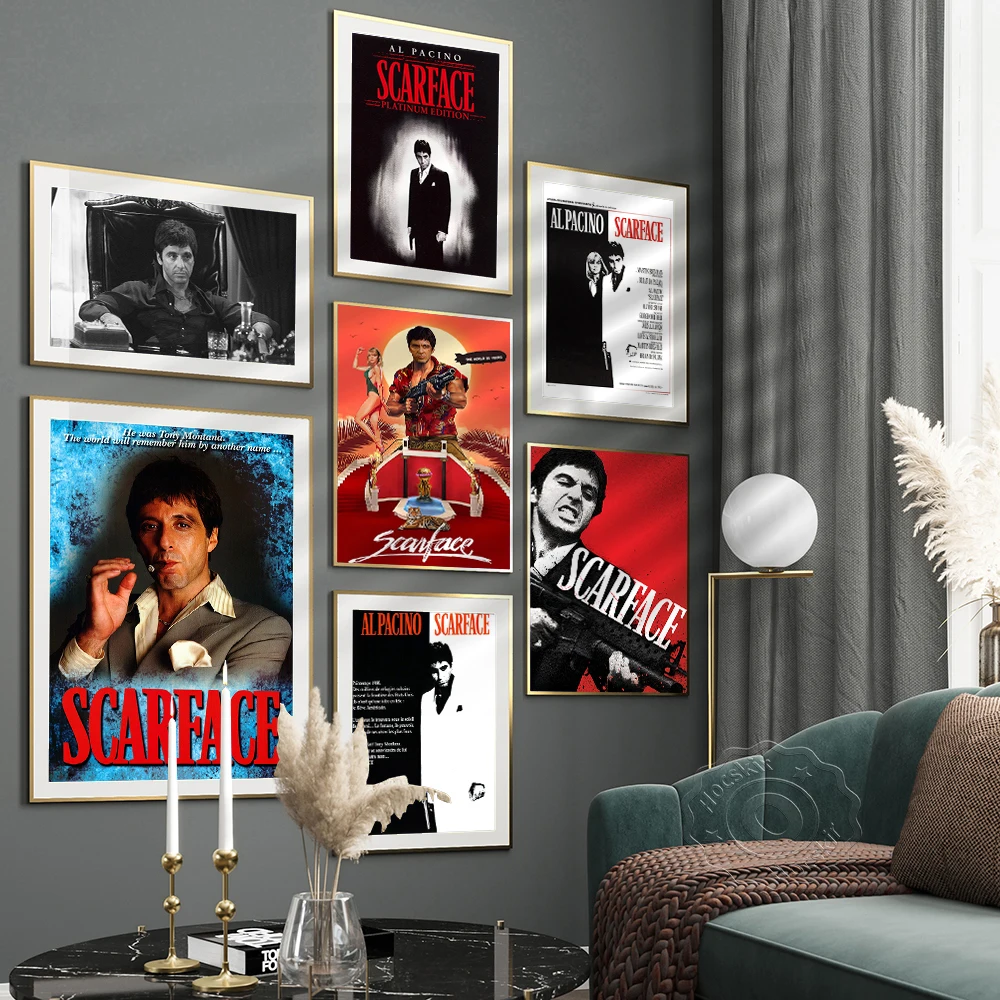 Scarface Movie Vintage Poster Godfather AL PACINO Star Wall Art Painting Bar Pub Home Decoration Canvas Retro Wall Stickers
