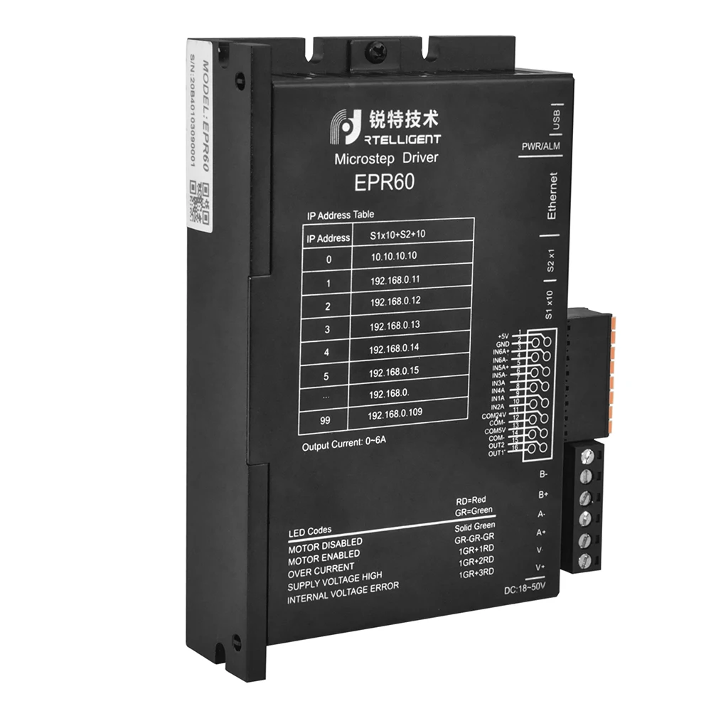 Rtelligent Nema 23 24 Stepper Motor Driver Ethernet Fieldbus EPR60/EPT60 Adopt MODBUS/TCP Protocol Compatible with 10M/100 bps