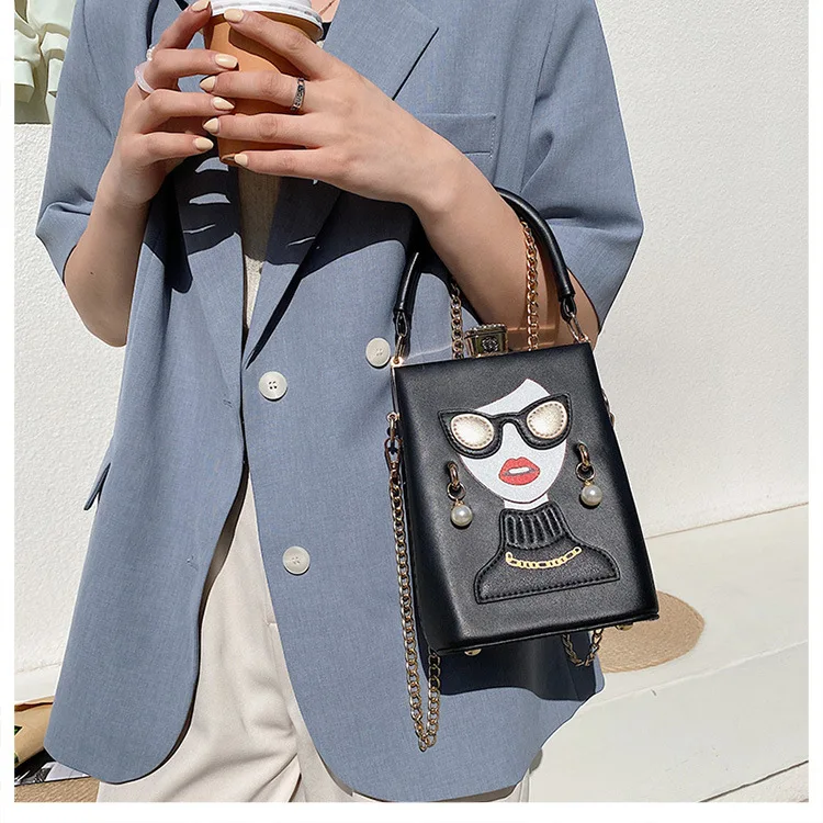 Fashion Sunglasses Woman Pattern Women Party Clutch Luxury Designer Bags Ladies Purses and Handbags Casual Chain Shoulder Bag Pu