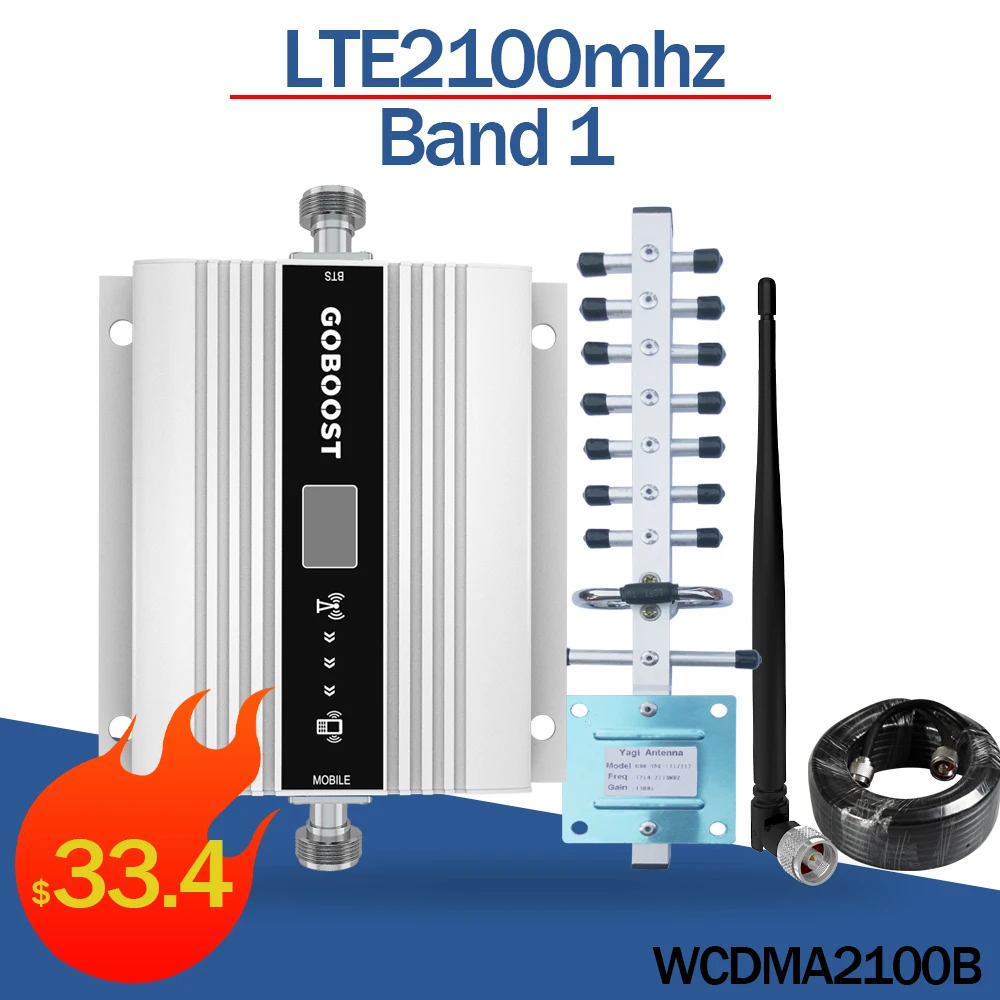 Amplificador de señal LTE 2100 para teléfono móvil, miniamplificador de señal con pantalla LCD, 3G, WCDMA, 2100mhz