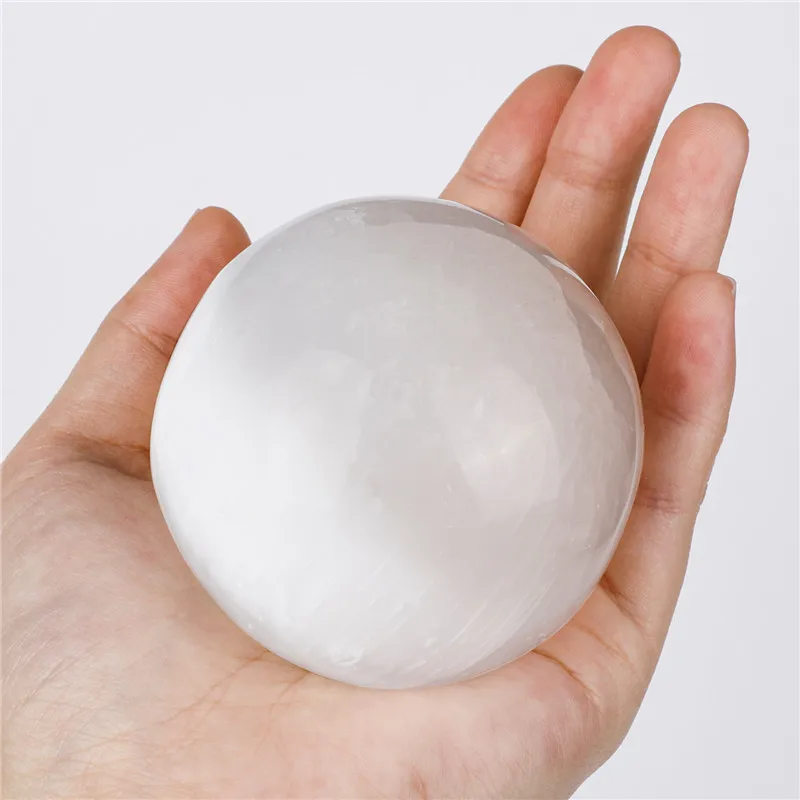 Natural White Selenite Sphere, Healing Gypsum Ball, Mineral Ornaments, Raw Stone Crafts, Home Decor, 4-6cm, 1Pc