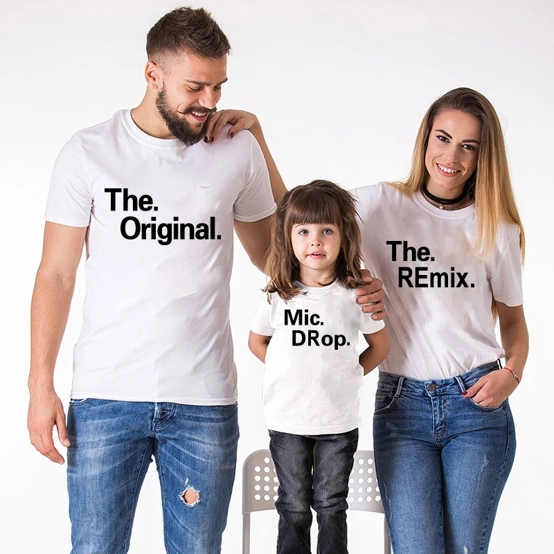 The Original Remix  Family Matching Outfits Mother Father Daughter Son Kids Baby T-Shirt Letter Print T-shirt Short Sleeve Tops