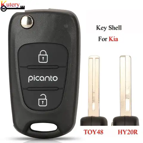 Jingyuqin 접이식 원격 자동차 키 쉘 기아 리오 Picanto Ceed Cerato Sportage K2 K3 K5 소울 3 버튼 키 쉘 교체