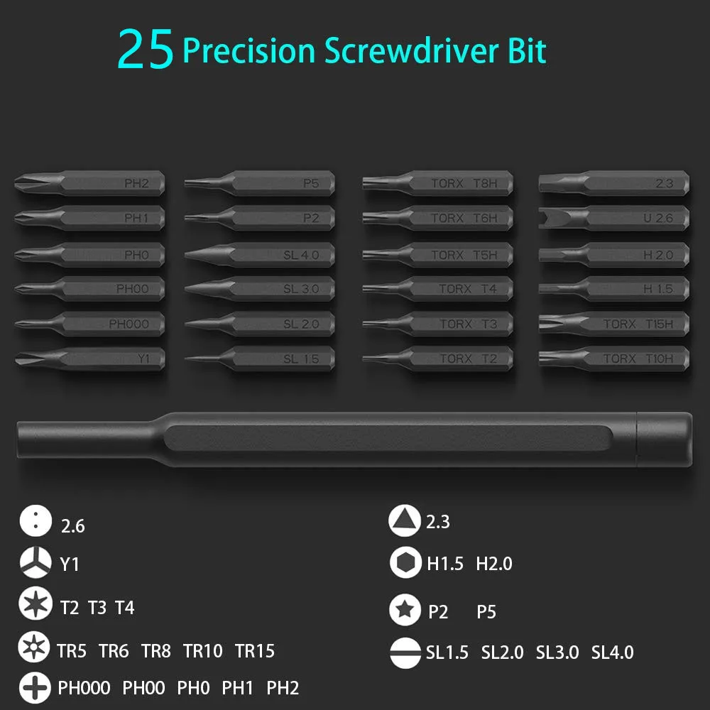 24 in 1 Precision Magnetic Screw Driver Kit Daily Use Screwdrive Kit Magnetic Bits Home Repair Tool With Handle Storage Box