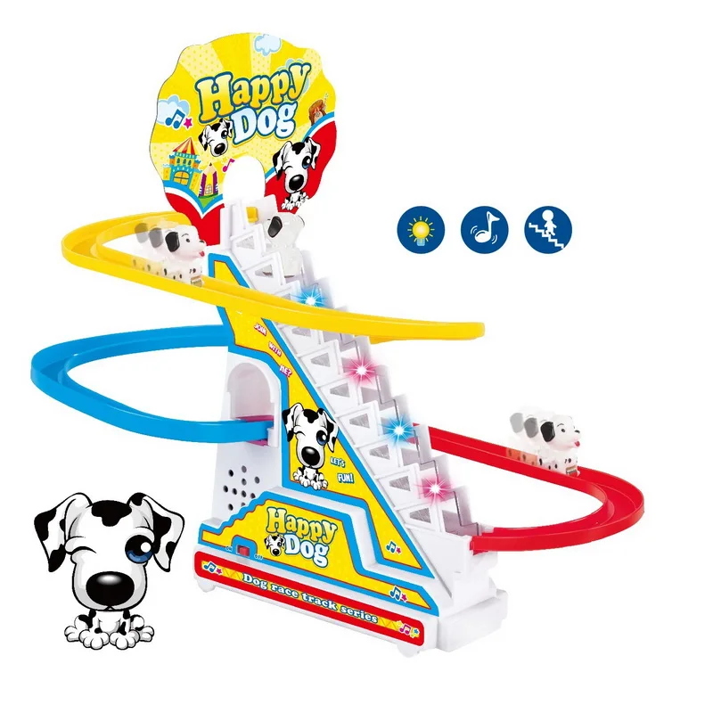 Climbing Stairs Track Toys Cartoon Penguin Dinosaur Dog Duck For Children Electronic Music Funny Boys Girls Kids Birthday Gift