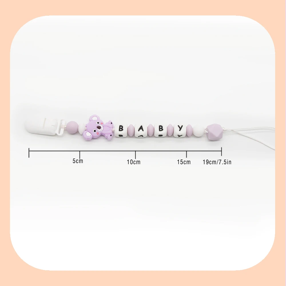 Cute-idea 1set BPA Free Baby Teething Necklace Pacifier Chain Baby  Koala Teether Nursing Toy Gift Food Grade Silicone Beads