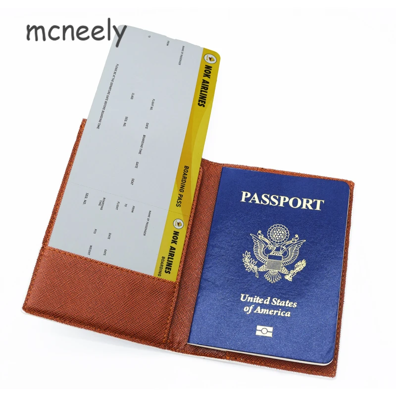 Travel Around The World Series Passport Cover Leather Bank Credit Card Case Ticket Folder Men and Women Passport  Holder 1PC