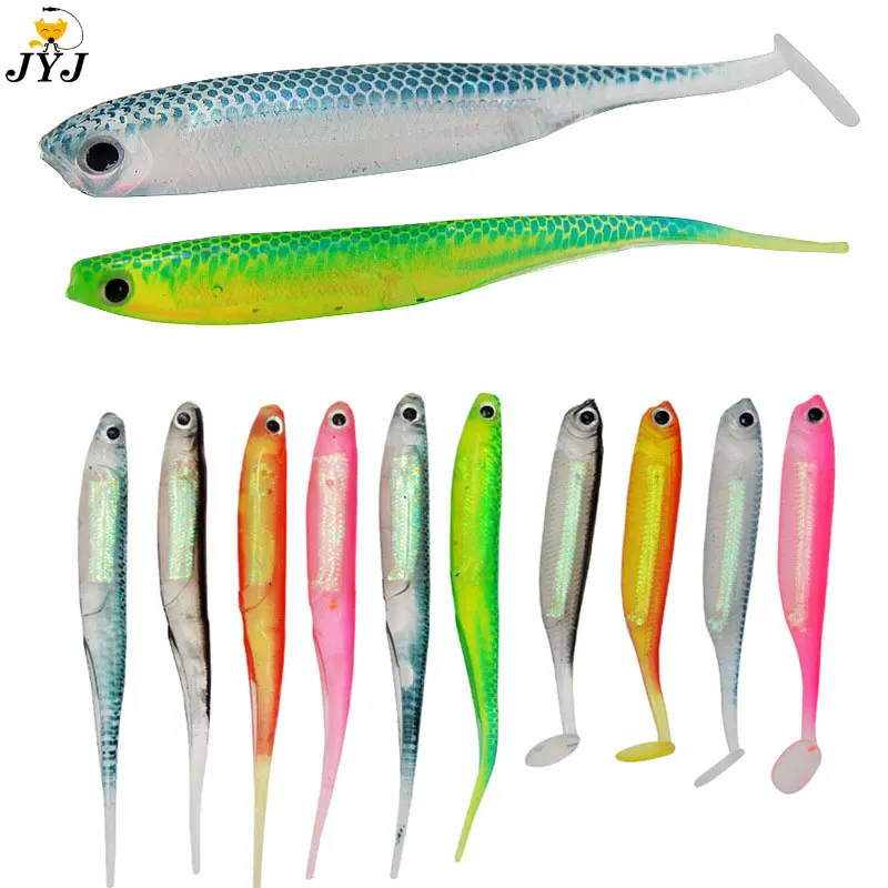 7.5cm 10cm soft shad fish with inner colorful reflection tube inside ,hollow body belly , soft small minnow lure bait