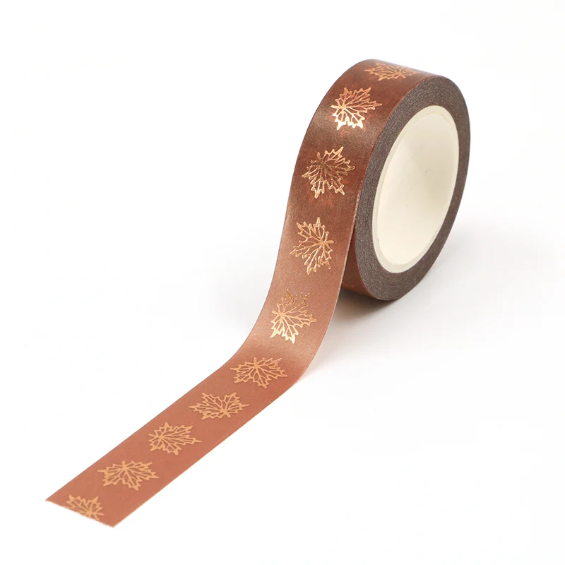 New 1PC 15mm x 10m Gold Foil Maple leaf Washi Tape Scrapbook Paper Masking Adhesive Christmas washy tape washi tape organizer