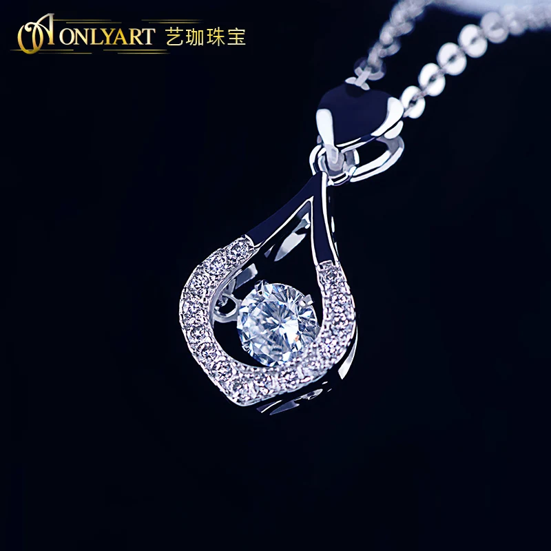 Dancing Stone Silver 925 Pendant Necklace 100% S925 Silver Charm Drop Tear Pendant Jewelry OnlyArt