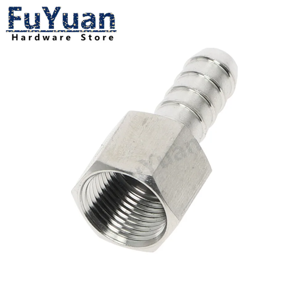 

1/8" 1/4" 3/8" 1/2" BSPP Female x Fit 6/8/10/12mm Hose Barb Hosetail Fitting 304 Stainless Water Gas Propane