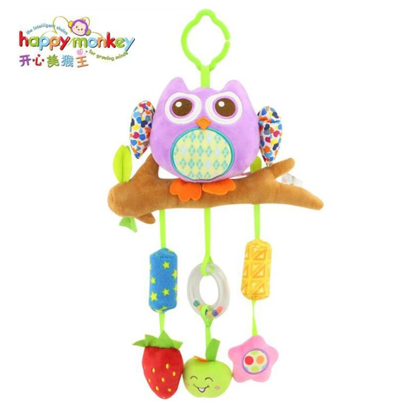 Happy Monkey Cute Kids Baby Plush Rattle Stuffed Wind Chimes Animal Educational Learning Toys Gift for Toddler Child 0-12 month