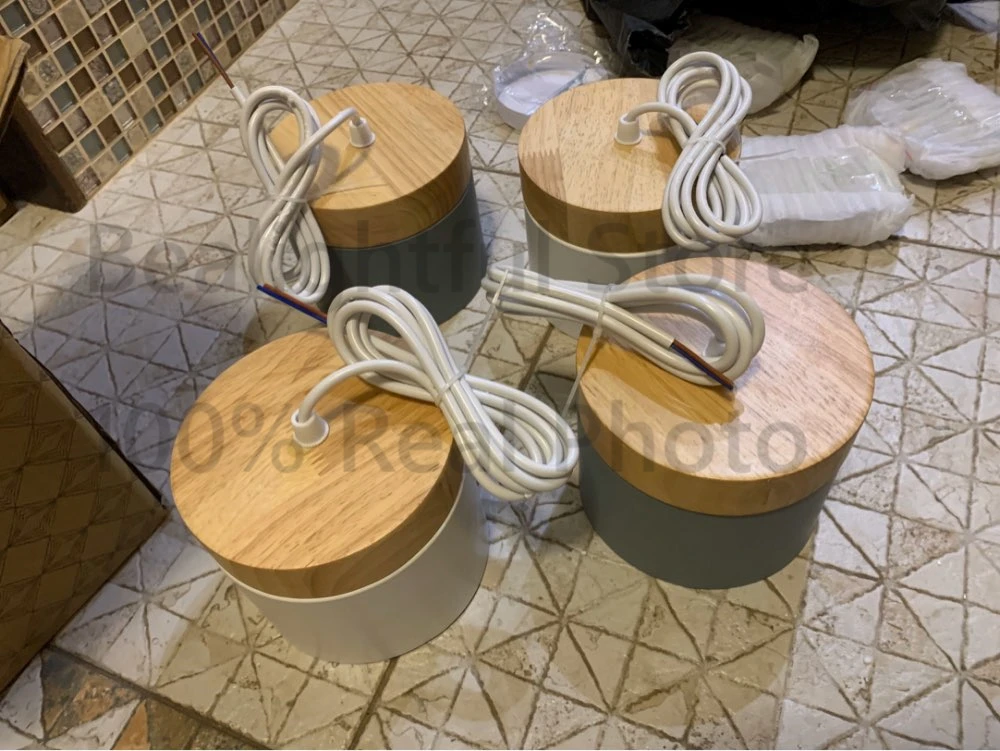 Modern Led Pendant Light Fixture With Wood Iron Dining Room Cafe Restaurant Nordic Indoor Wooden Cylinder Hanging Lamp Homedeco image 3