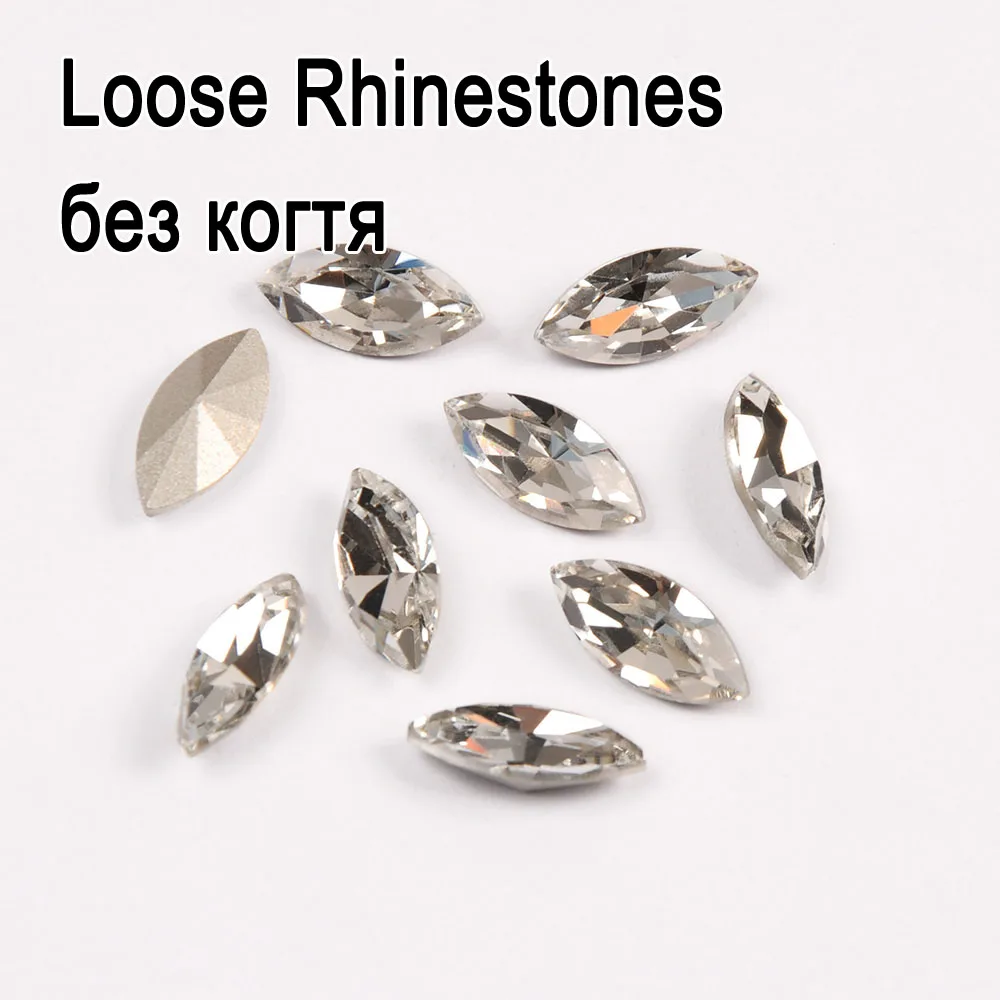 Navette All Sizes Super Clear Sewing Fancy Rhinestones Pointback Loose Crystals Stones For Women Jeans Dance Dress Decoration