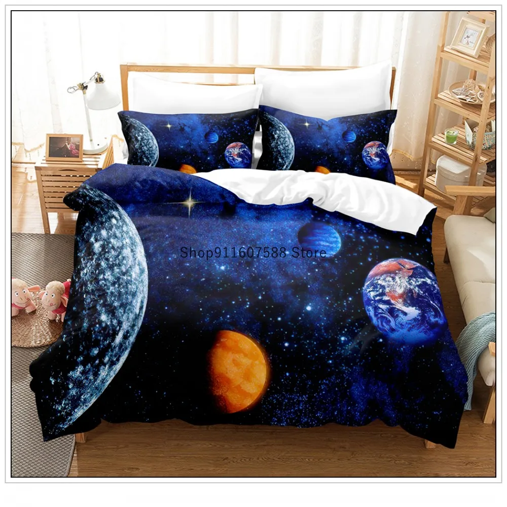 

Galaxy Duvet Cover Queen Colorful Starry Bedding Set Outer Space Comforter Cover Planet Printed Bedspread for Kids