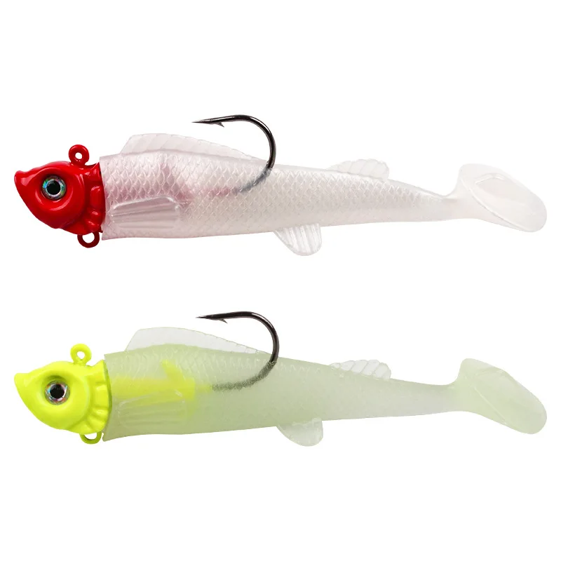 3pcs/Bag Luminous Light Simulation Soft Lure for Seabass Soft Body 8.5cm15g Saltwater T-Tails Fishing Baits