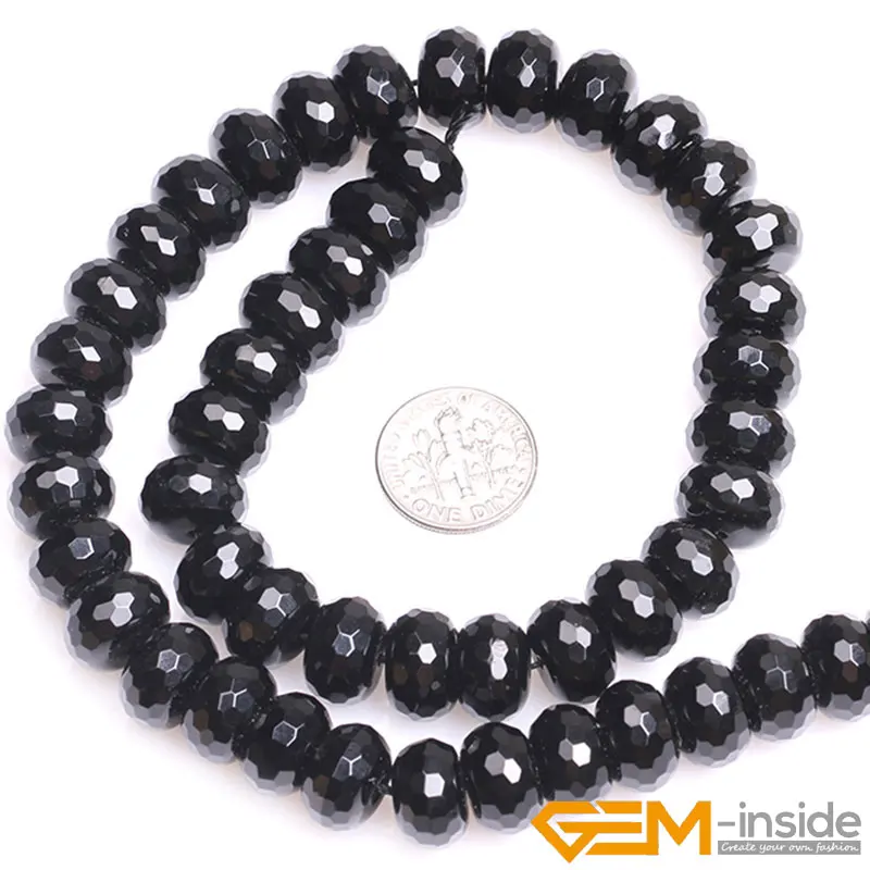 Natural Black Agates Rondelle Spacer Loose Beads For Jewelry Making Strand 15 inch DIY Jewelry Bead For Women Gifts