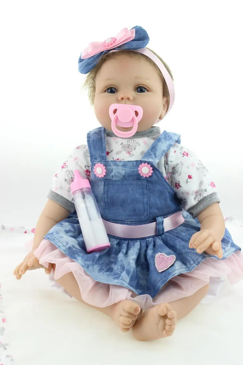 

55cm Realistic Reborn Baby Doll girl Soft Silicone Stuffed Lifelike Baby Doll Toy Ethnic Doll For Kids Birthday Christmas Gifts