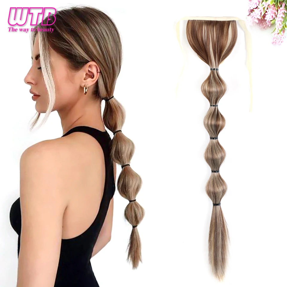 WTB Synthetic Long Silky Straight Drawstring Ponytail Hairpieces for Women Clip In Hair Tail False Hair 80cm Hair Extensions