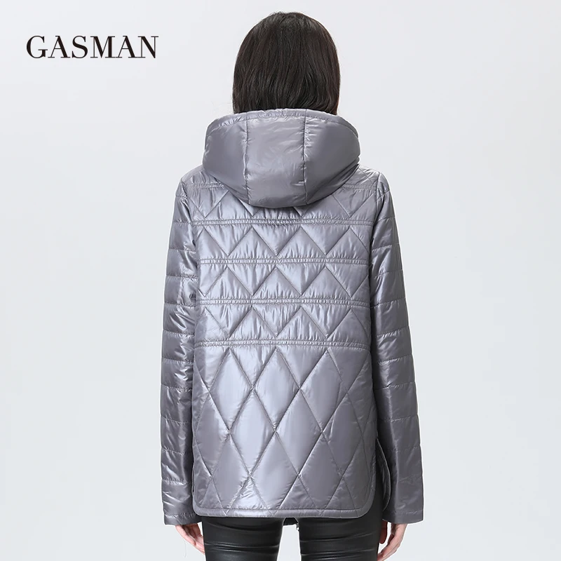 GASMAN 2022 NEW Spring Autumn Jackets Short fashion zipper Women coat Lightweight warm Women\'s jacket Hooded outwear 81071