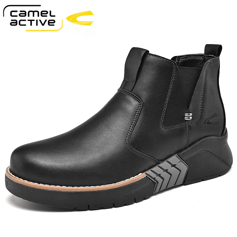 Camel Active Luxury Genuine Leather Casual Classic Basic Men\'s Boots Fashion New Boots Men Basic Boots Winter Comfy Men Shoes