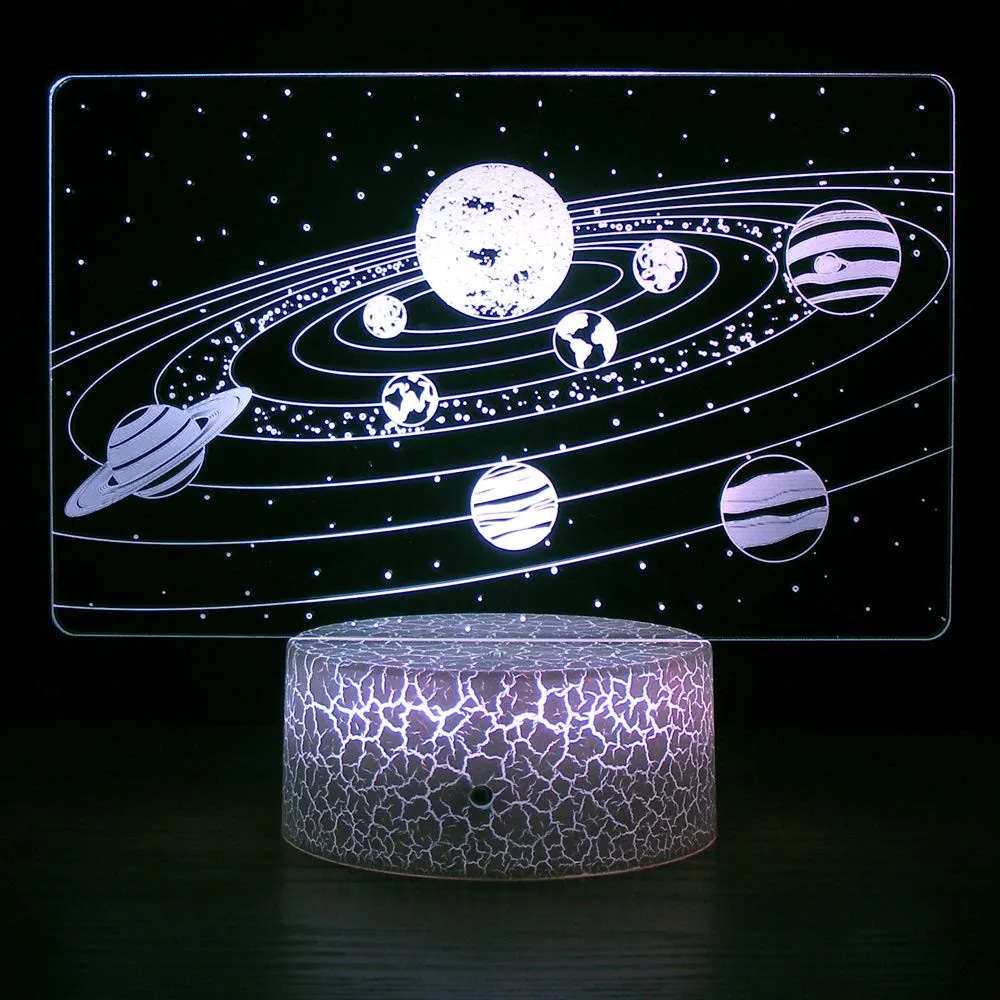 LED Night Light 7 Color Change Solar System 3DOptical Illusion Lamp Universe Space Galaxy For Kids Christmas Gift Home Bedroom D