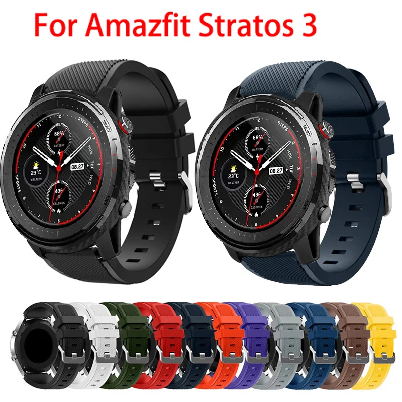 Silicone Wrist Band For Xiaomi Huami Amazfit Stratos 3 Replacement 22MM Strap For Amazfit Stratos 3 2/2S PACE Smart Watch Correa