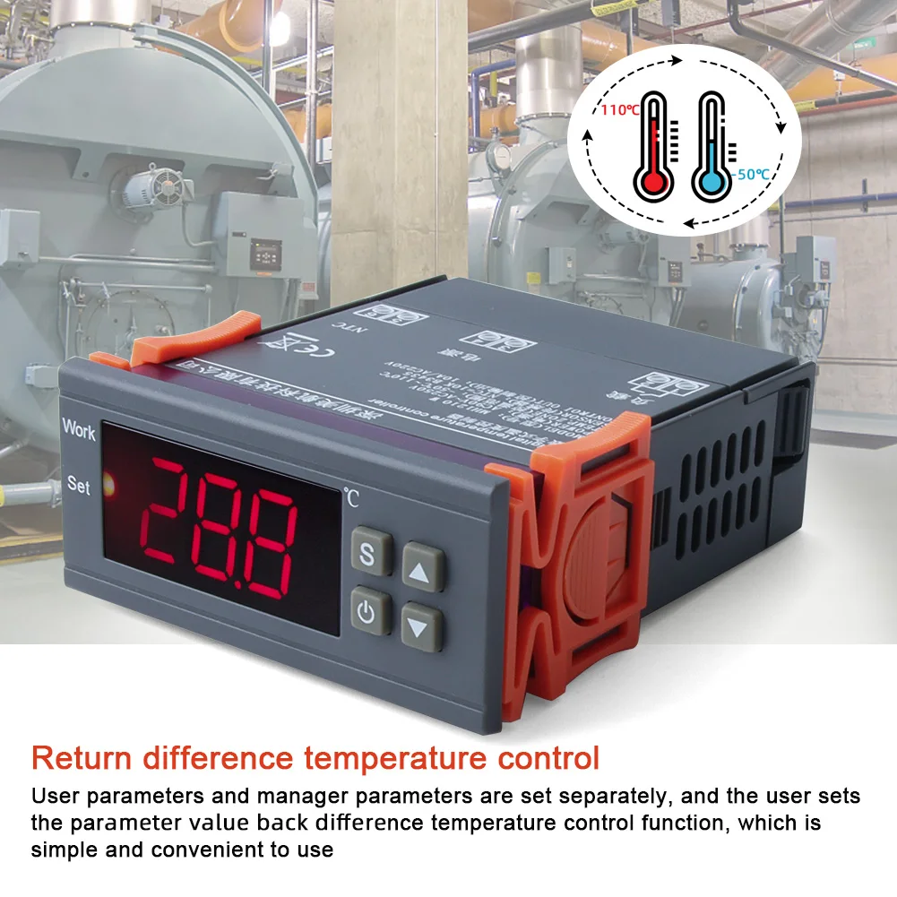 MH1210W Digital Temperature Controller AC90-250V 10A 220V Thermostat Regulator with Sensor -50~110C Heating Cooling Control