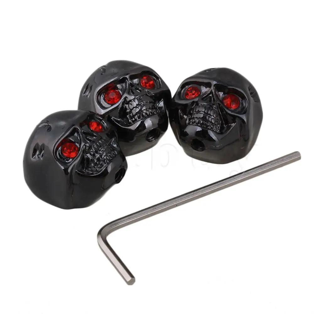 Yibuy 1 set of Black Metal 3 Head Guitar Volume Tone Control Knob Bulk