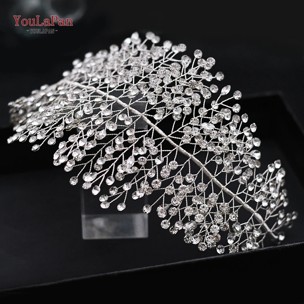 YouLaPan Bride Hair Vine Wedding Tiara Headband Full Rhinestone Crystal Bridal Headdress Wedding Headpieces Women Jewelry HP237