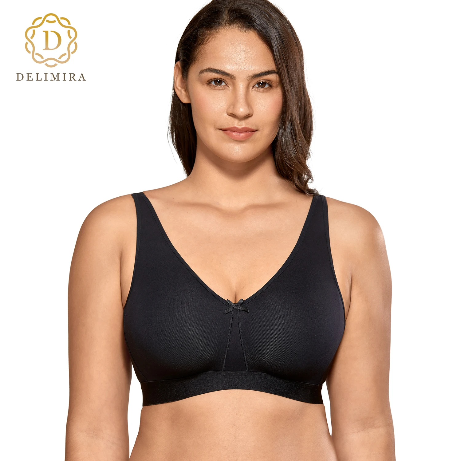 DELIMIRA Women's Cotton Seamless Bra Plus Size No Padding Full Coverage Wire Free Comfort Unlined Sleep D E F G