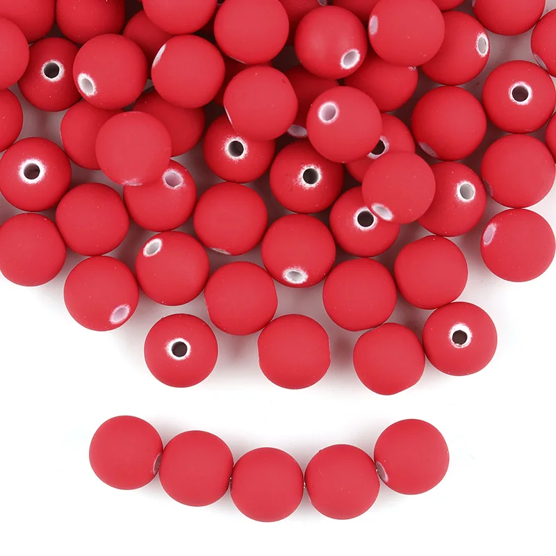 100pcs/lot Ball Beads Acrylic Losse Beads For Handmade Necklace Bracelet DIY Jewelry Making Supplies Findings Solid Color Beads