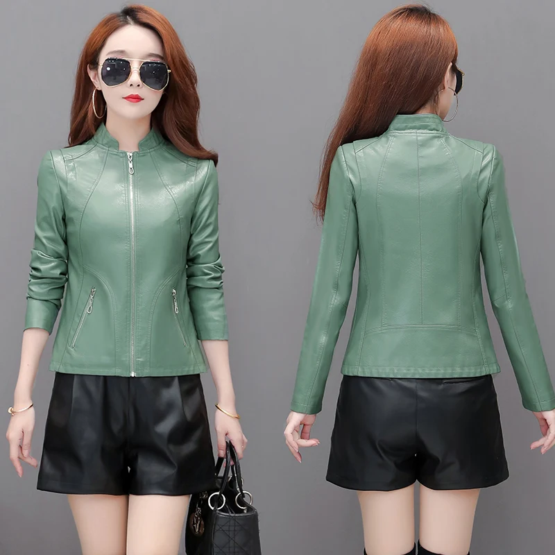 New Autumn Women Pu Leather Jacket Girl Short Coat Female Black Punk Bomber Faux Leather Outwear Blazer lady spring tops M-4XL