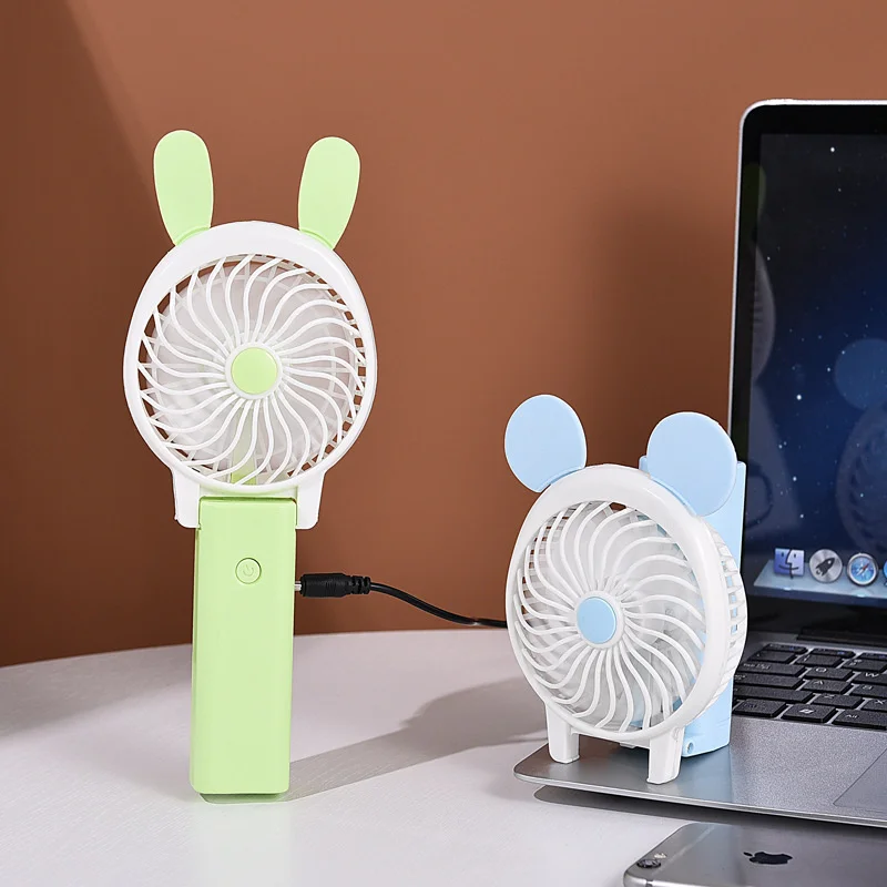 Hand Held Folding Mini Fan Silicone Circle Small USB Charging Cartoon Rechargeable Portable Fans Plastic FS43