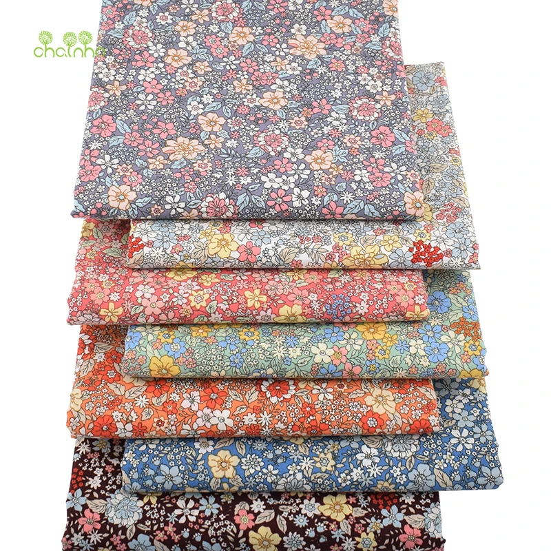 Floral Series Printed Plain Cotton Fabric,DIY Quilting&Sewing Poplin Material For Baby&Children's Dress,Shirt,Skirt,PCC086