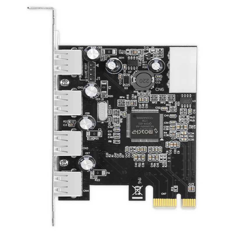 Плата расширения PCI-E к USB 2,0, 4-портовый адаптер USB 2,0, SATA 4-контактный концентратор, чипсет mcs9990