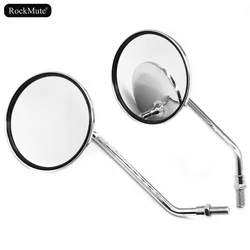 Chrome Round Rearview Side Mirrors M10 Mount For HONDA/YAMAHA/KAWASAKI/SUZUKI/Triumph Universal Motorcycle Retro Bike 10mm