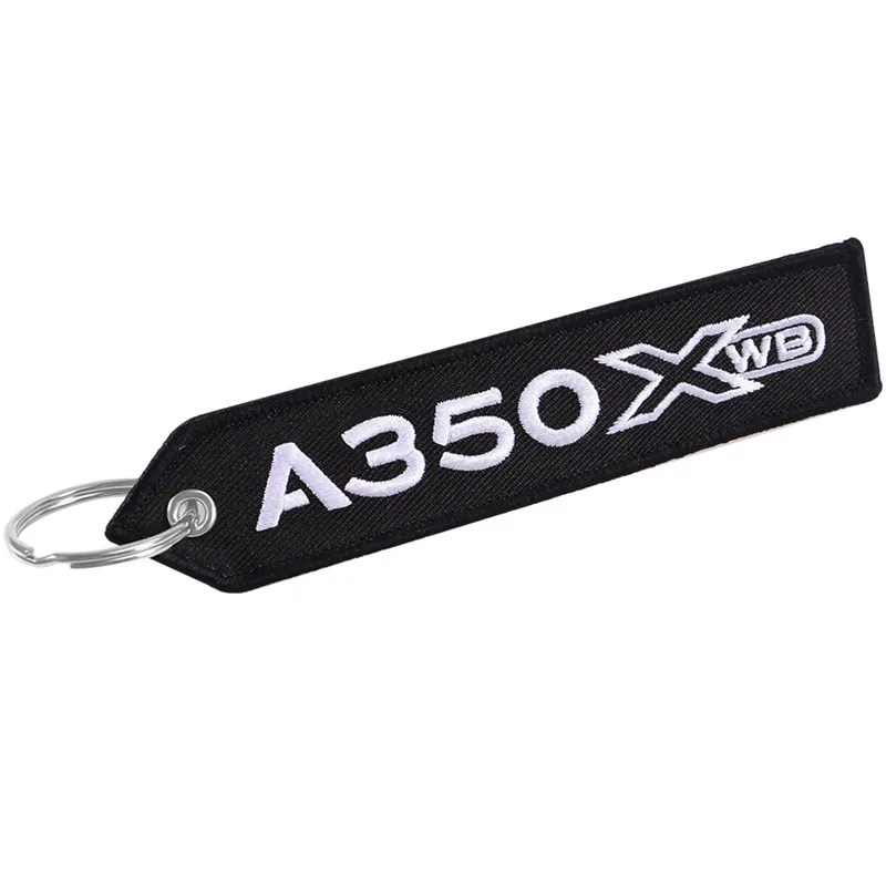 3 PCS Black AIRBUS A350 Keychain Double-sided Embroidery Aviation Key Ring Chain for Aviation Gift Strap Lanyard A350 Keychains