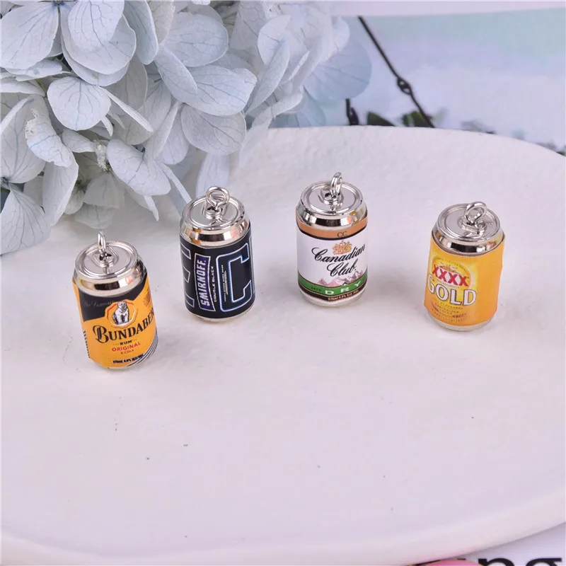 10pcs/lot  3D Alcohol Drink Beer Cans  Drink Charms Earring Keychain Jewlery Findings Phone Case DIY